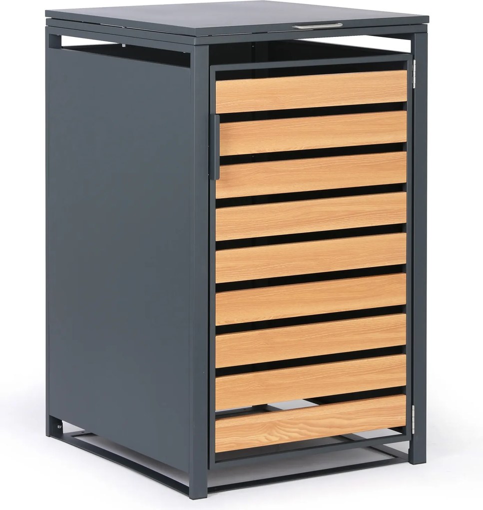 Wiata na pojemnik na odpady 240 l, 1160 x 695 x 800 mm, dekor drewna