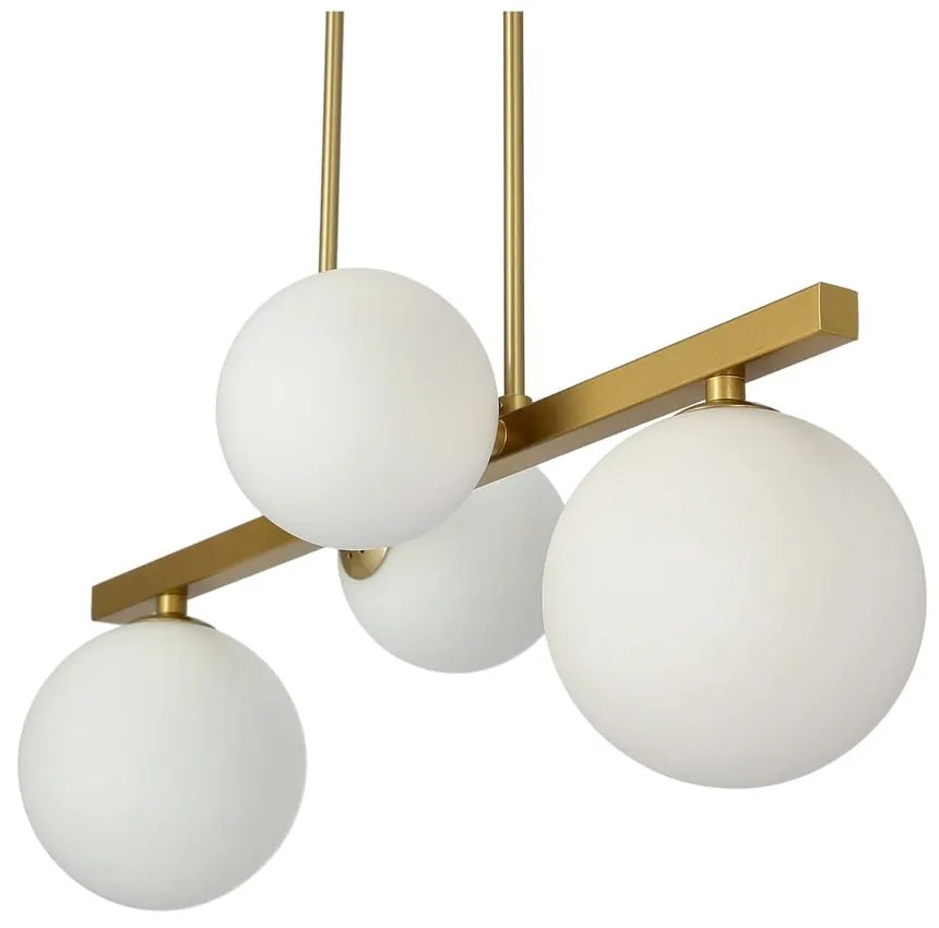 Lampa wisząca w biało-złotym kolorze ze szklanym kloszem Kama – Candellux Lighting