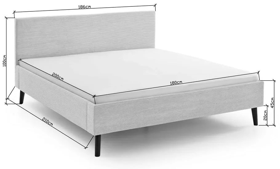 Beżowe tapicerowane łóżko dwuosobowe bez stelaża 180x200 cm Avola – Meise Möbel