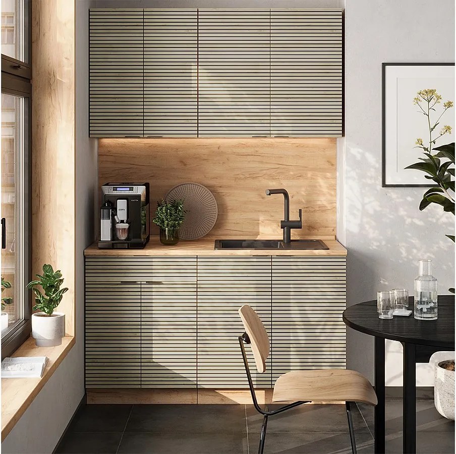 Pojedyncza kuchnia panel dębowy/dąb goldkraft 140x60x81.6 fame-line