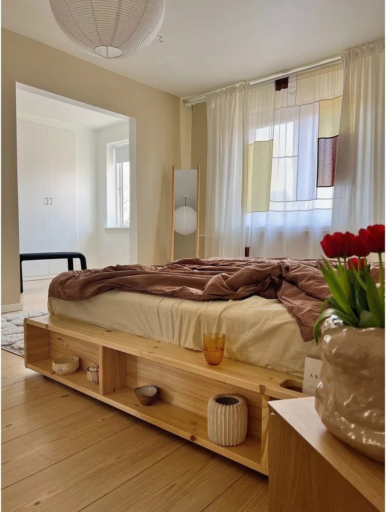 Łóżko dwuosobowe z drewna sosnowego ze stelażem 140x200 cm Ziggy – Karup Design