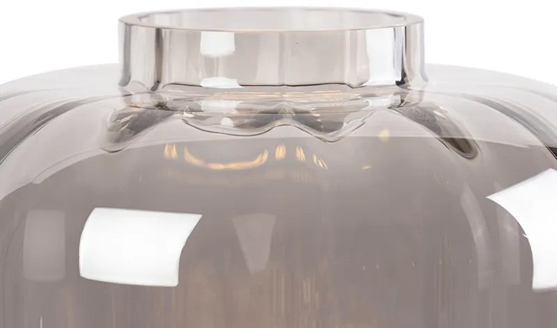 Designerska lampa stołowa czarna z dymionym szkłem - QaraDesignerski Oswietlenie wewnetrzne