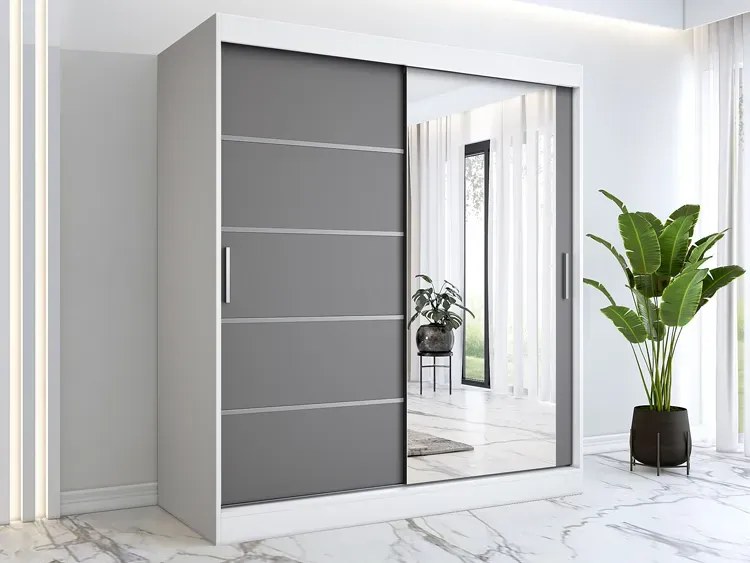Szafa przesuwna 180 cm biel + antracyt - Marmos 5X