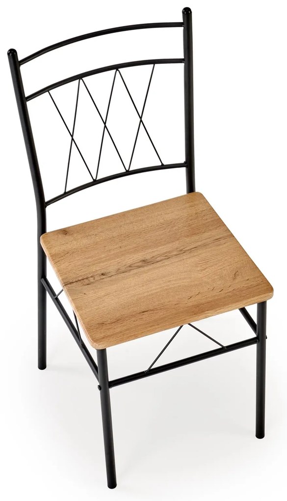 Zestaw stół + 4 krzesła dąb naturalny / czarny FAUST 3