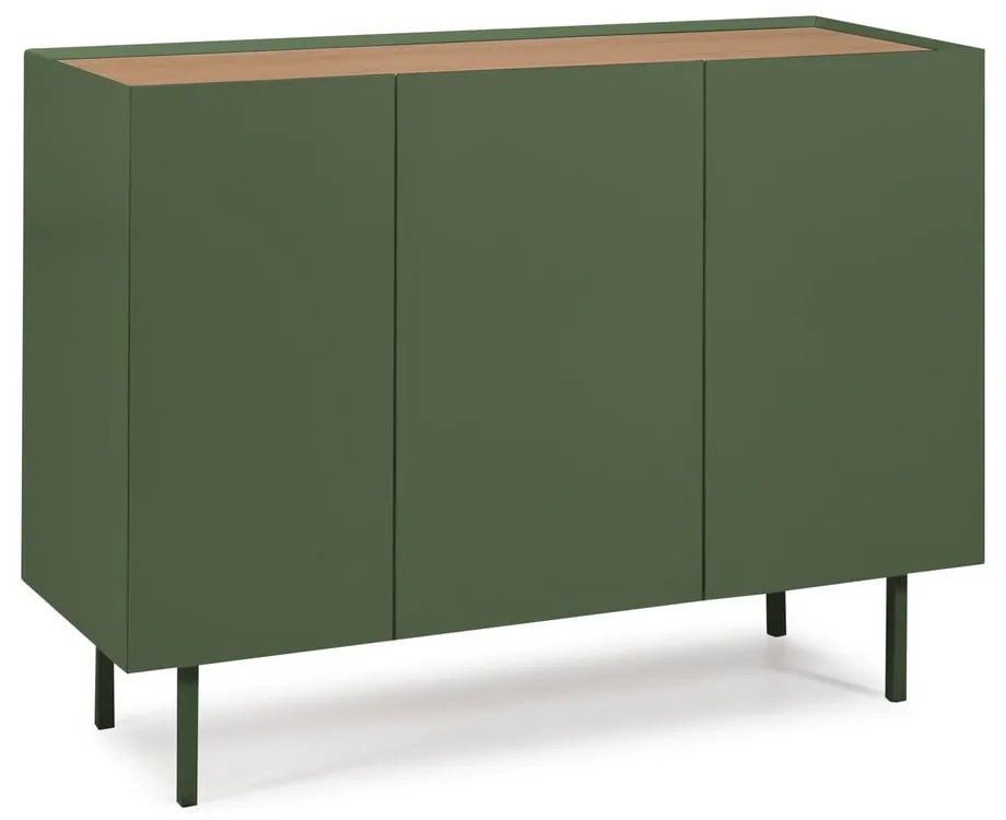 Zielona niska komoda w dekorze dębu 110x85 cm Arista – Teulat