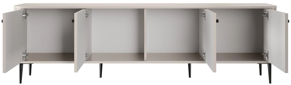 Szafka RTV Vesper 4D 187 cm - kaszmir / czarne nogi