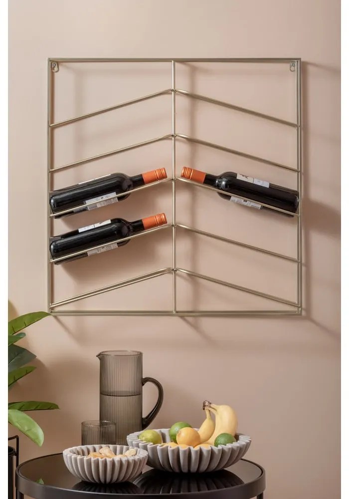 Wiszący metalowy regał na wino w kolorze złota liczba butelek 10 67x66x7,5 cm Cuadro – PT LIVING