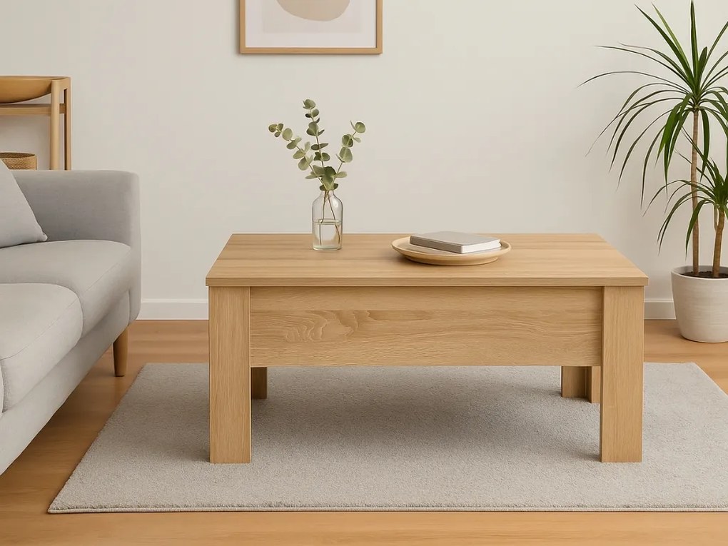 PROMOCJA Stolik kawowy RIWA z wysuwanym blatem 100x50 cm, dąb