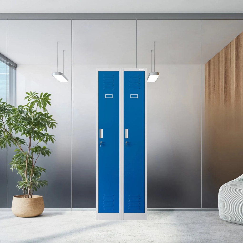 Szafka pracownicza metalowa czterokomorowa niebieska