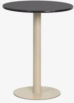Okrągły Barowy Stół Z Naturalnego Kamienia Xiren Ø60 Cm & Czarny Marmur Marquina - Tapiokowy Beż - Sklum