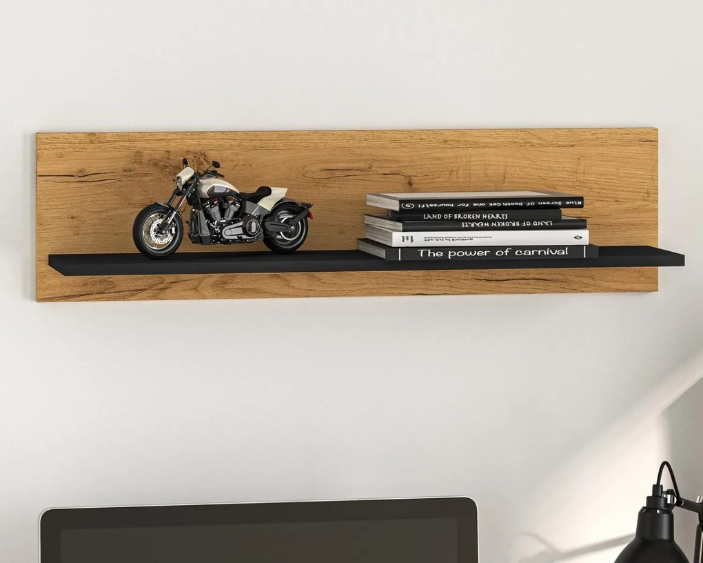 Półka COLIN 11 dąb złoty craft/czarna ML MEBLE