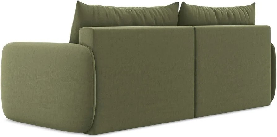 Zielona aksamitna rozkładana/ze schowkiem sofa 238 cm Kalena – Makamii