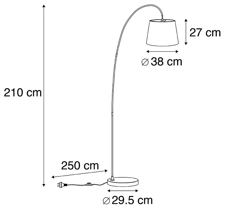 Inteligentna lampa łukowa stalowa z szarą tkaniną incl. wifi A60 - Bend Nowoczesny Oswietlenie wewnetrzne