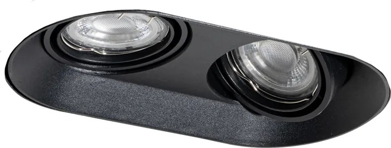 Zestaw 6 okrągłych reflektorów wpuszczanych czarnych GU10 50mm 2-punktowe - Hubs