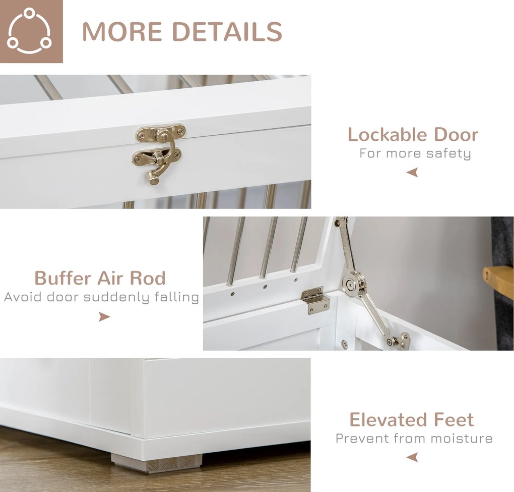 PawHut Klatka dla psa 2 drzwi Zamykana na klucz Kratka stalowa Biało Srebrna 80x50x565cm | Aosom PL