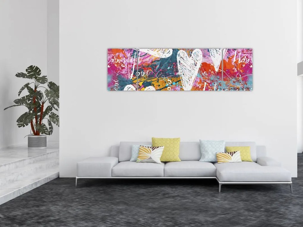 Obraz - Serce na abstrakcyjnym tle (170x50 cm)
