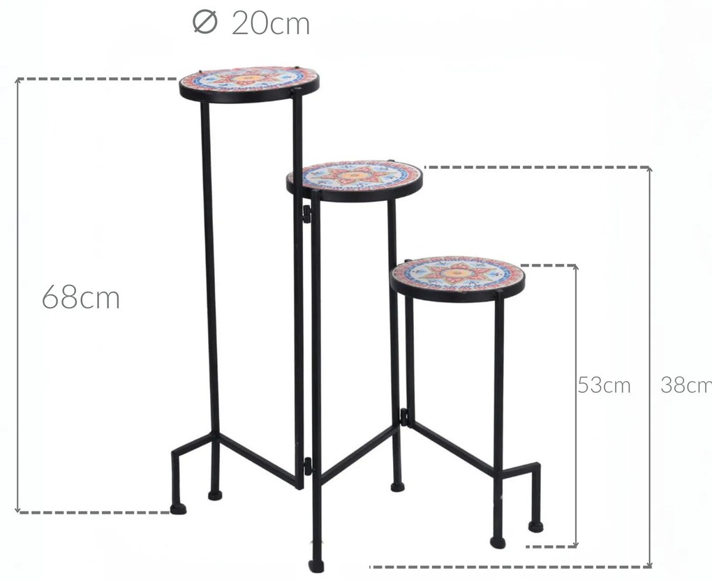 Kwietnik stojący MOZAIKA, 3 poziomy, 68 cm