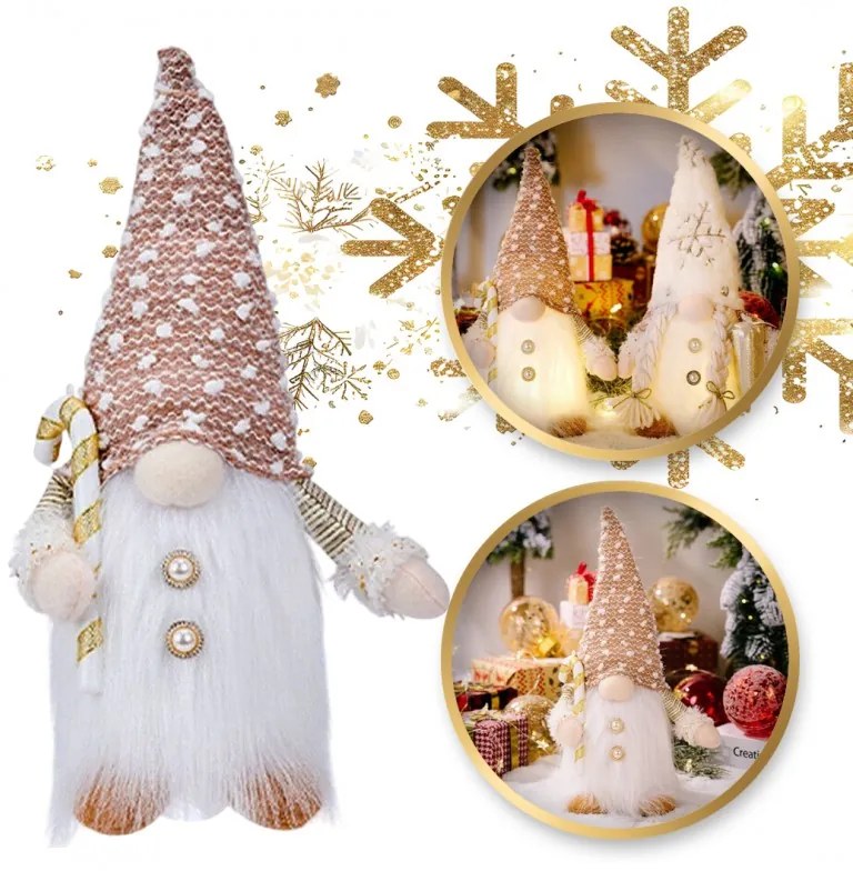 Świecący świąteczny skrzat JINGLE 30 cm - różne rodzaje Kolor: Brązowy