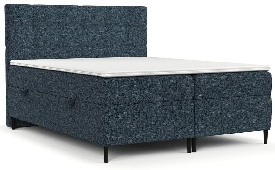 Ciemnoniebieskie łóżko boxspring ze schowkiem 140x200 cm Urbaneo – Maison de Rêve