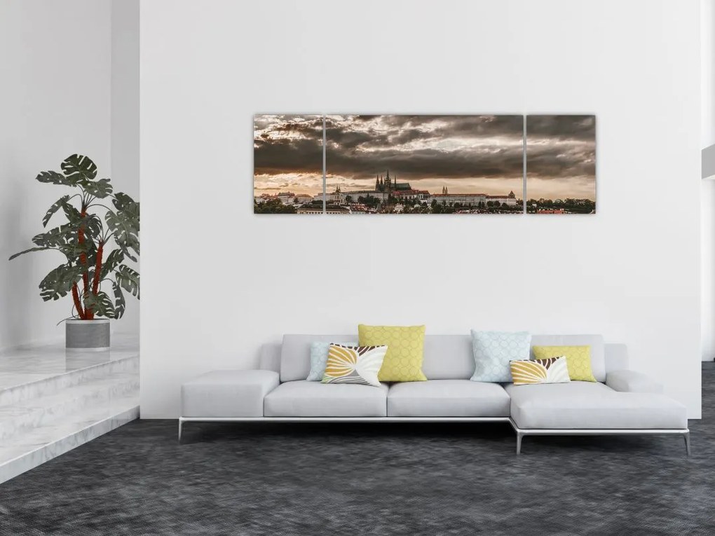 Obraz - pochmurna Praga (170x50 cm)