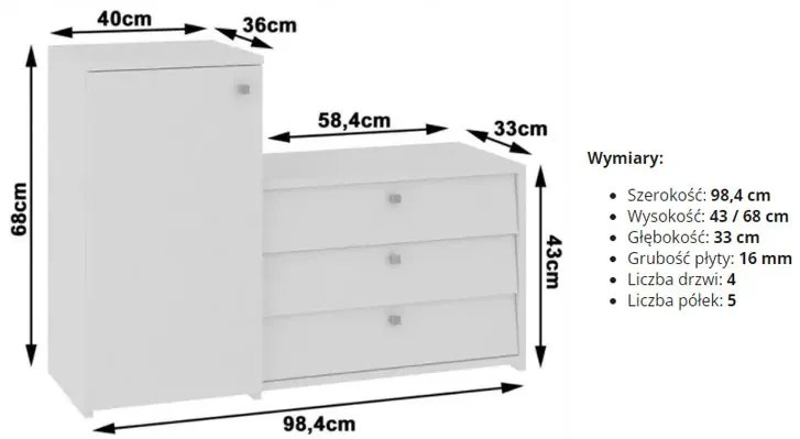 Klasyczna szafka na obuwie biała - Amars