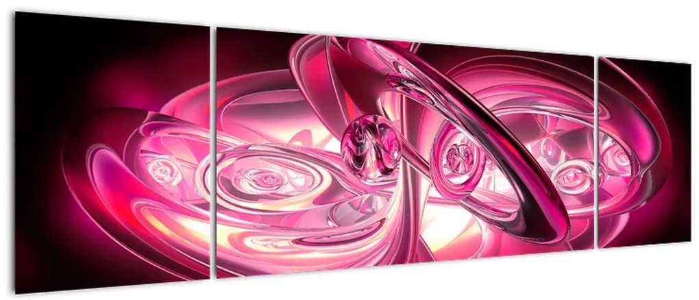Obraz różowych fraktali (170x50 cm)