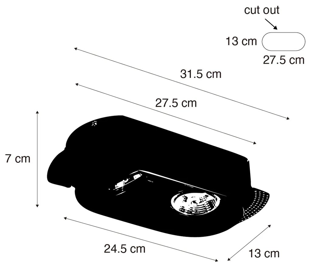 Zestaw 6 zaokrąglonych reflektorów wpuszczanych czarnych GU10 70mm 2-punktowe - Hubs