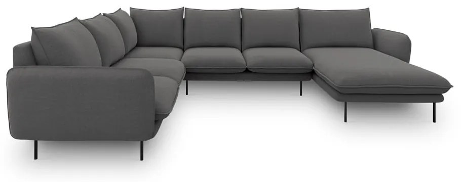 Ciemnoszara sofa w kształcie litery U Cosmopolitan Design Vienna, lewostronna