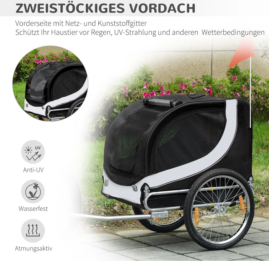 PawHut przyczepa rowerowa dla psów z uniwersalnym sprzęgłem stalowa biały+czarny