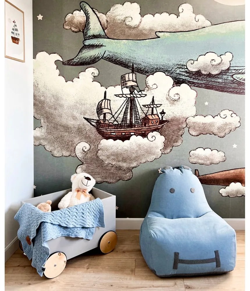 Niebieski dziecięcy worek do siedzenia Hippo – The Brooklyn Kids