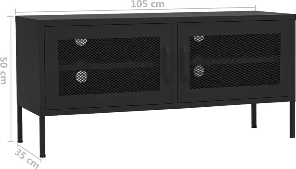 Czarna metalowa szafka RTV z drzwiczkami H1-T84