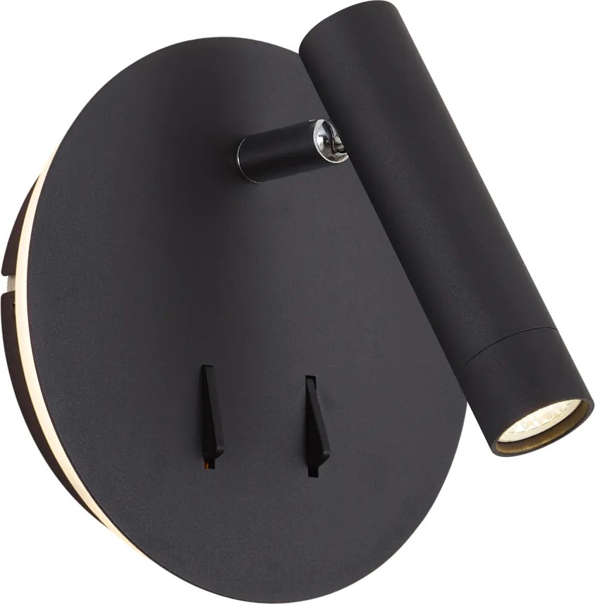 Nowoczesna czarna lampa ścienna z diodą LED i USB-C - Croft
