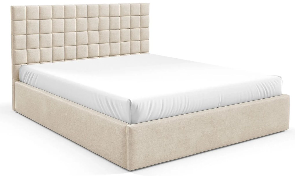 Jasnobeżowe tapicerowane łóżko 3 rozmiary W9-T08