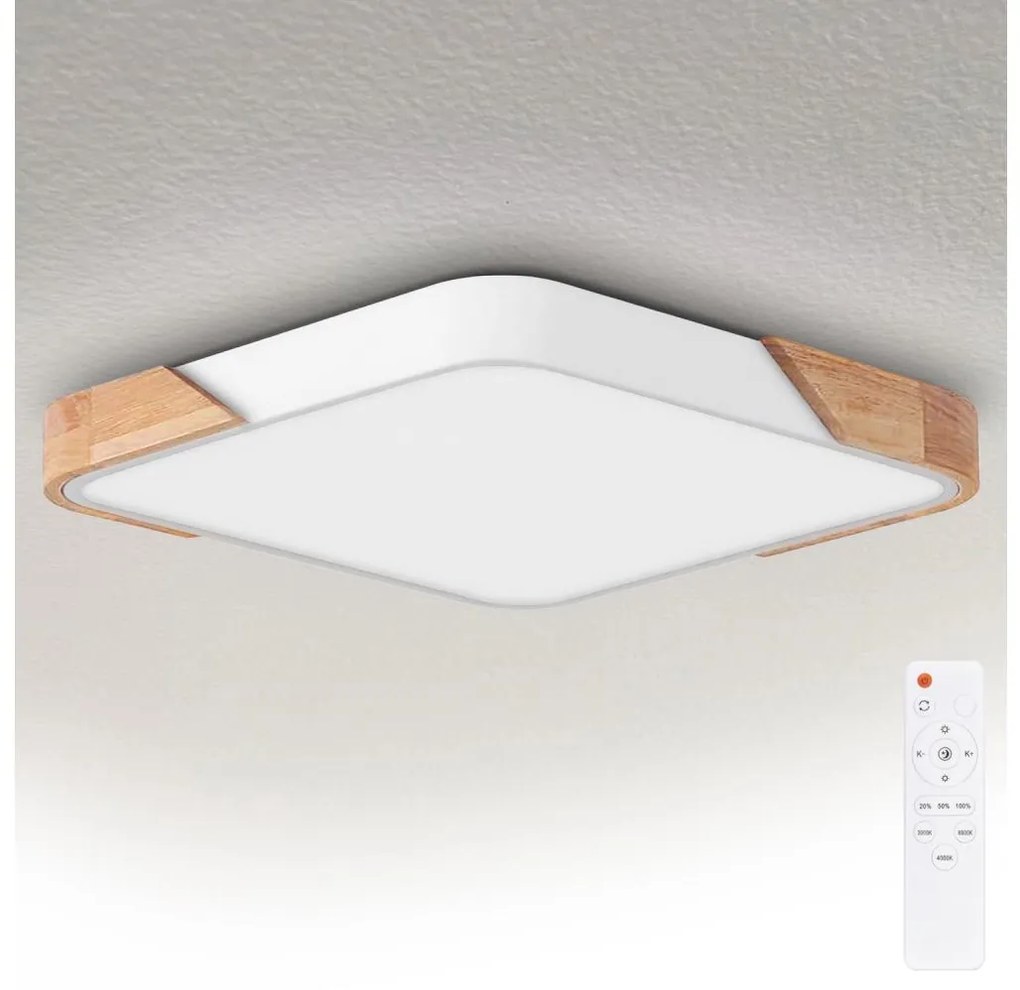 Brilagi - LED ściemnialna lampa PILANA LED/60W/230V dąb/biały 56x56 cm + pilot