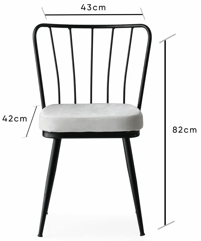 Zestaw krzeseł do jadalni Yildiz White and Black, 4 szt., 4 szt.