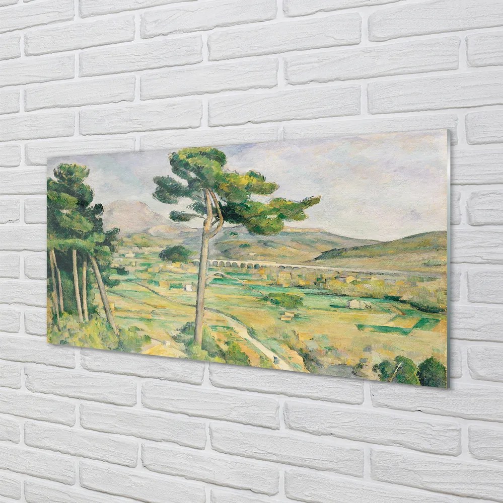 Panel szklany do Kuchni Góra Świętej Wiktorii i Wiadukt - Cézanne