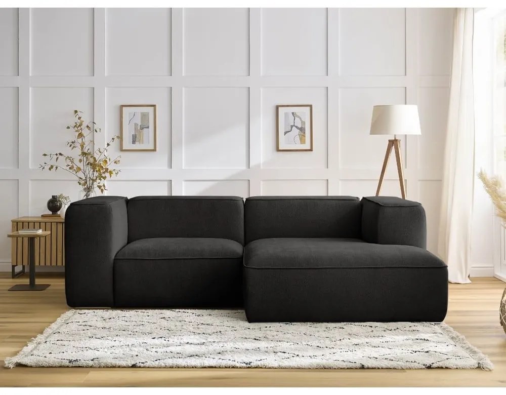 Czarny narożnik z materiału bouclé (prawostronny) Zephyr – Bobochic Paris