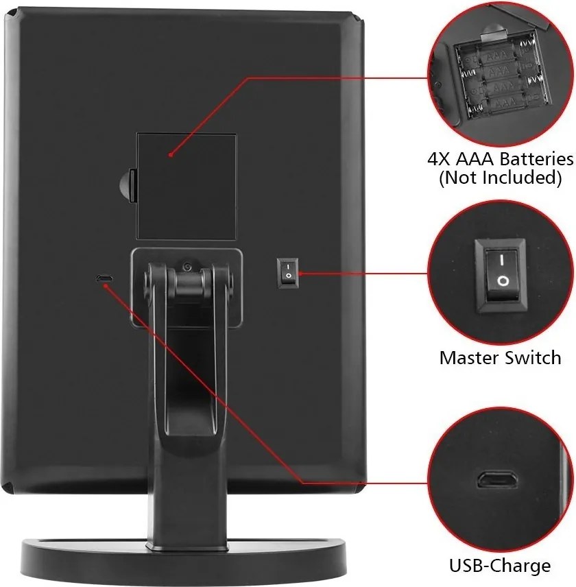 Lusterko Do MAKIJAŻU Powiększające 3X Kosmetyczne PODŚWIETLANE LED | VOLAN