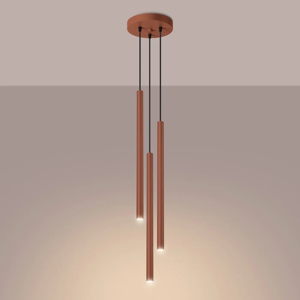 Lampa wisząca PASTELO 3P ochra czerwona SOLLUX LIGHTING