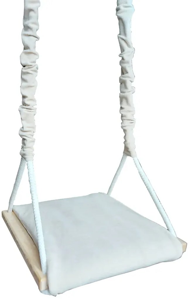 Beżowa drewniana huśtawka dziecięca 3w1 N5-H57