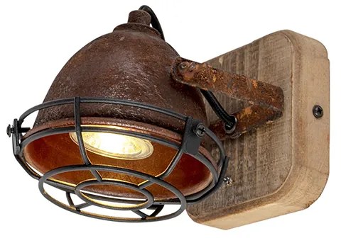 Inteligentny reflektor rdzawy brąz z drewnem, regulowany, z WiFi GU10 - GinaPrzemysłowy Oswietlenie wewnetrzne