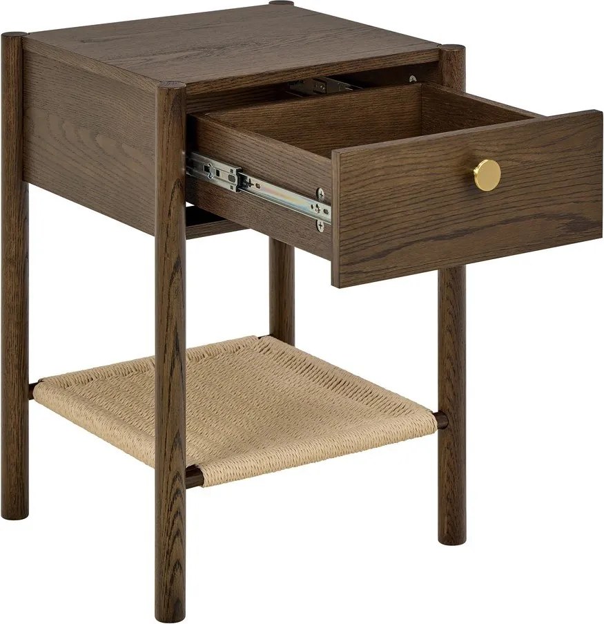 Szafka nocna w dekorze dębu w ciemnym naturalnym kolorze Monfort – Actona