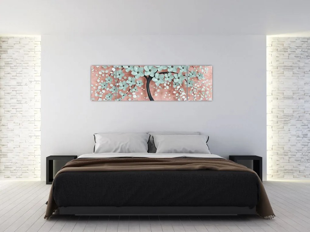Obraz - Pastelowe niebieskie kwiaty (170x50 cm)