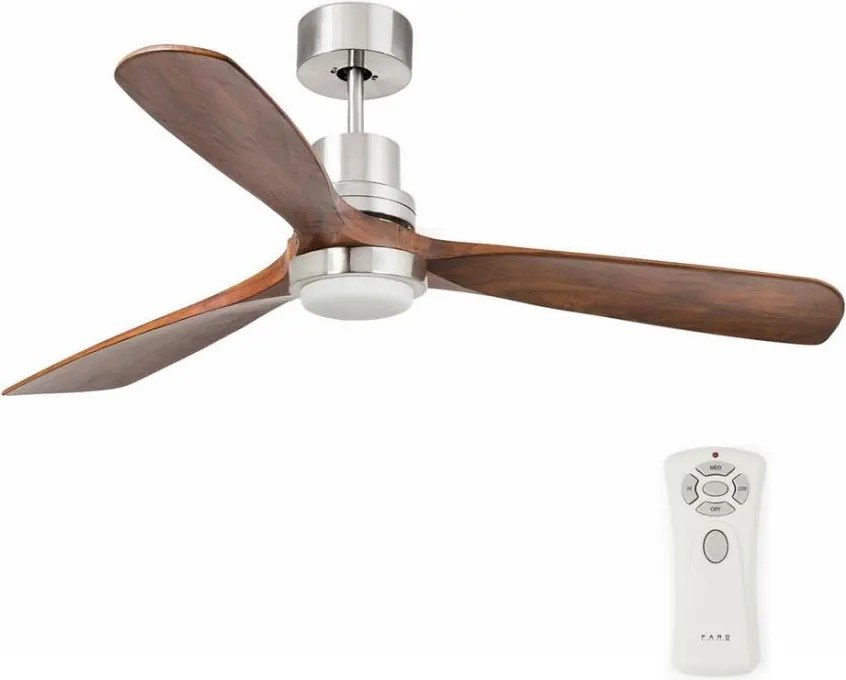 FARO 33518DC - wentylator sufitowy LANTAU z oświetleniem LED/15W/230V chrom/drewno + pilot