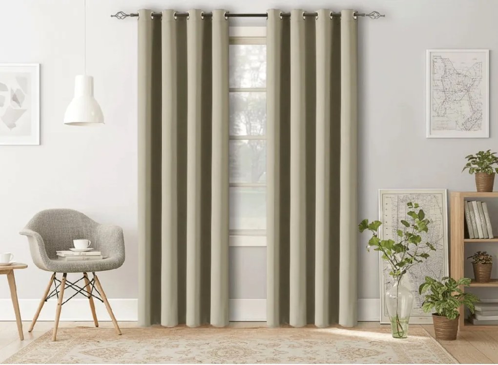 Zasłona OXFORD 140x250 cm, jasna oliwkowa Zawieszanie: Taśma z wiązaniami