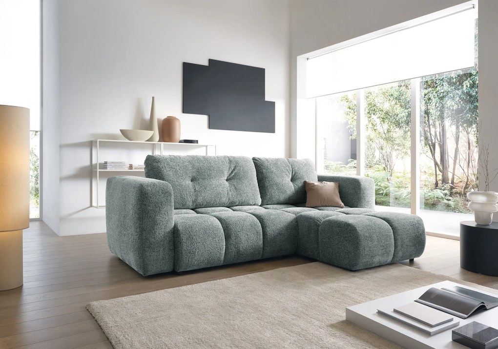 Masseno Narożnik ARTE z funkcją spania i pojemnikiem na pościel Narozniki L, Rozkładana sofa - Szary, BELLO 35
