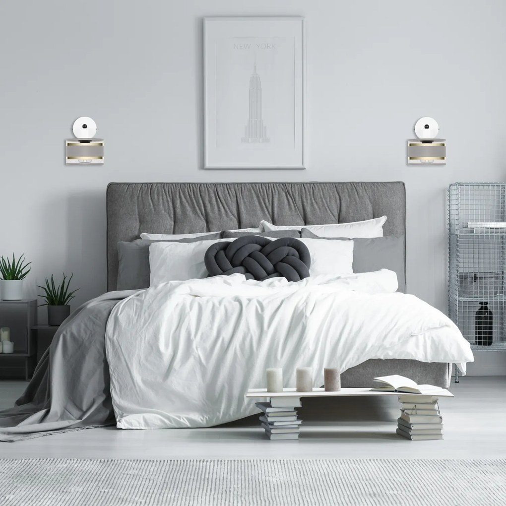 Biały kinkiet LED z szarym abażurem WD-TI-1010WE-GR jednopunktowy indu