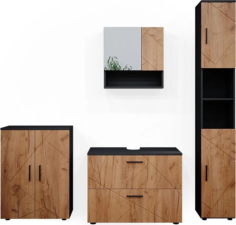 Zestaw mebli łazienkowych złoty dąb power/antracyt 80x41x58 irma