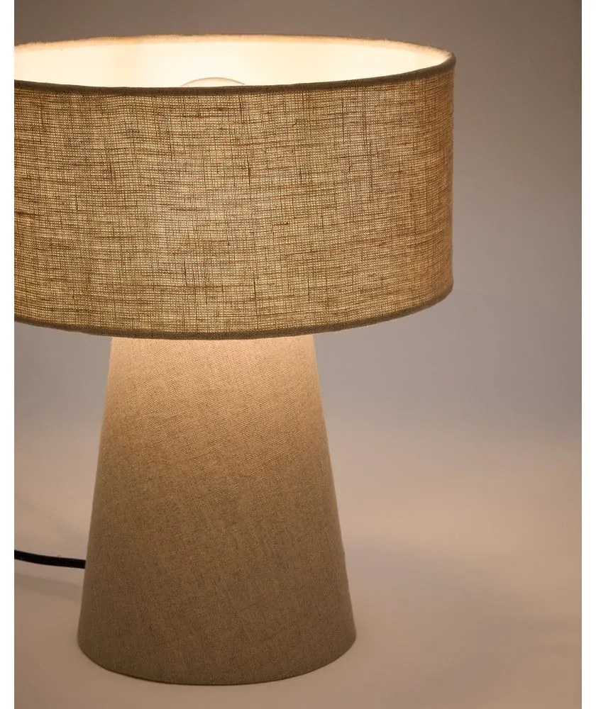 Szarobeżowa lampa stołowa z tekstylnym kloszem (wysokość 35 cm) Algaida – Kave Home