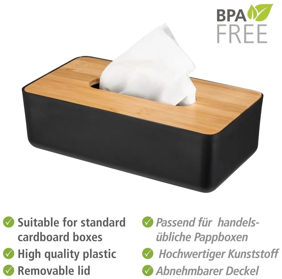 Plastikowo-bambusowy pojemnik na chusteczki Rotello – Wenko